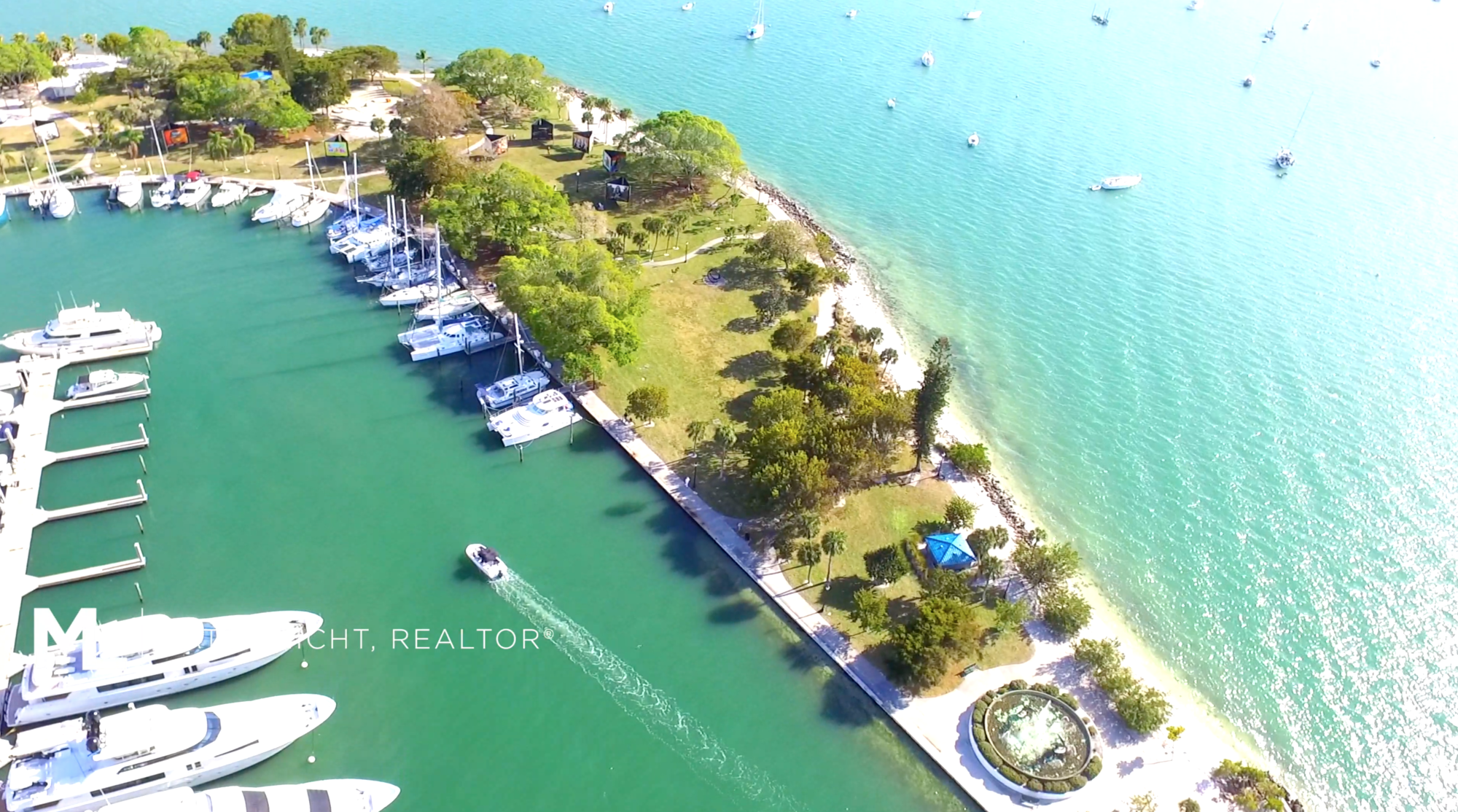 Bayfront Park and Marina Drone View